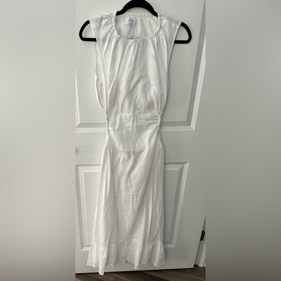 SIR The Label White Linen MIDI Dress w/ Side and Back Cutout, Size 2 (US 6) New - Picture 1 of 8